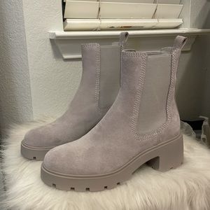 Lavender Gray Suede Steve Madden Chunky Chelsea Lug Boot